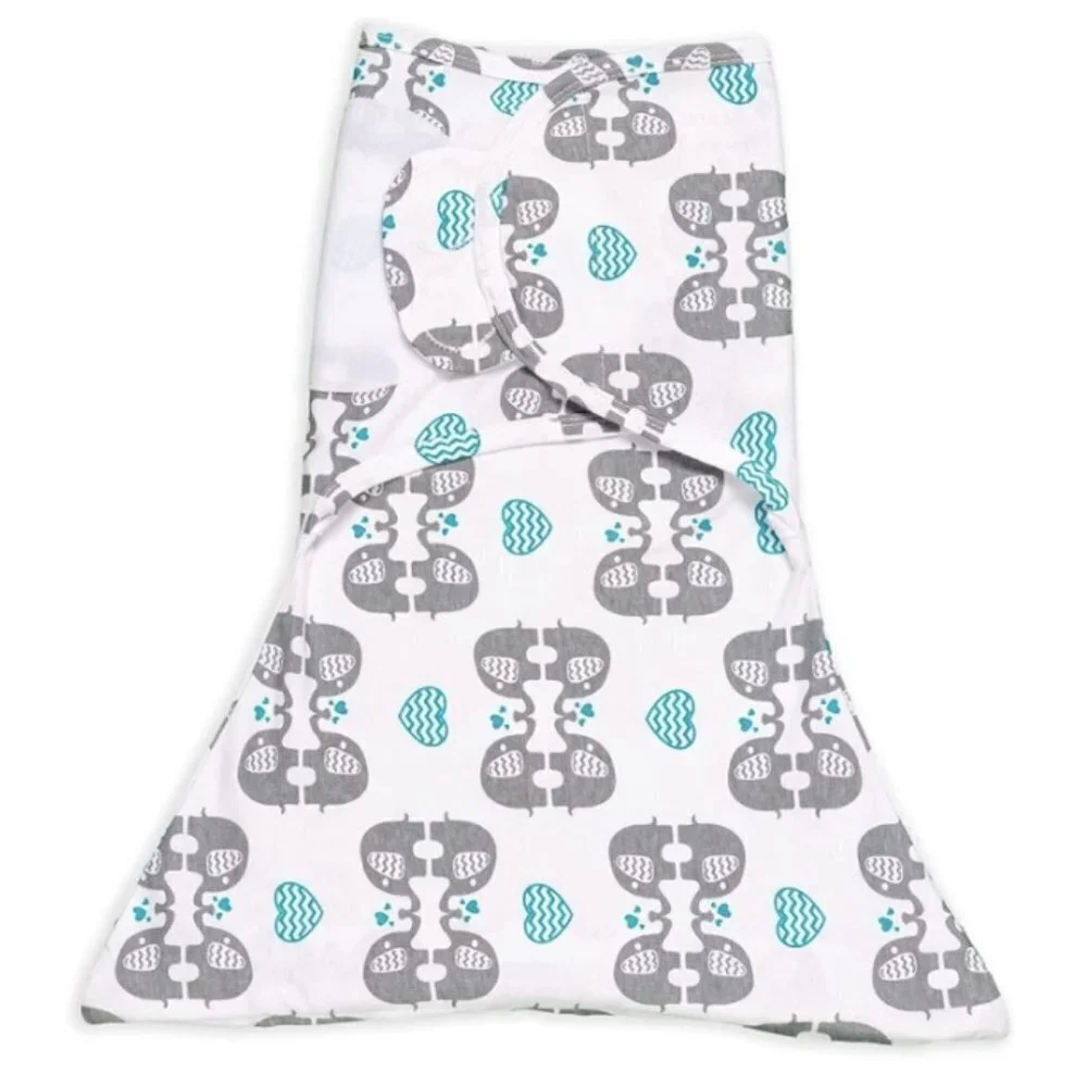SleepingBaby Zippy Swaddle - 100% Cotton Baby Swaddle Blanket, eLOVEphant - M/L
